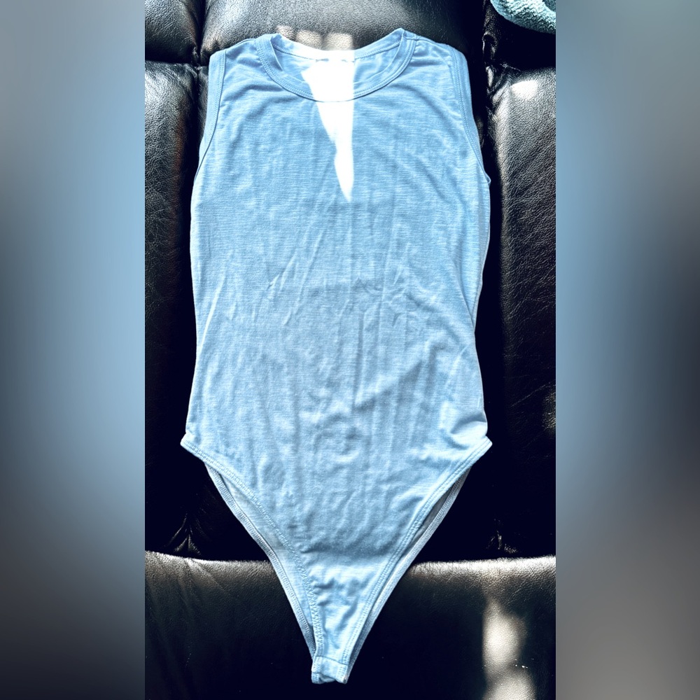 High Neck Sleeveless Bodysuit | Light Blue | Size Large | Fashion Nova